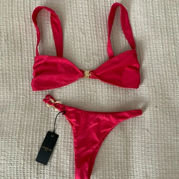 NWT Sommer Swim SORIYA MAGENTA Pink BALCONETTE BIKINI TOP Cheeky Swim Bottoms - Picture 3 of 9